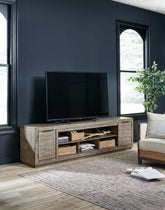 Tampa Furniture Outlet Lutz - Ashley Furniture - Krystanza 92" TV Stand - 92" / Weathered Gray - W760-78